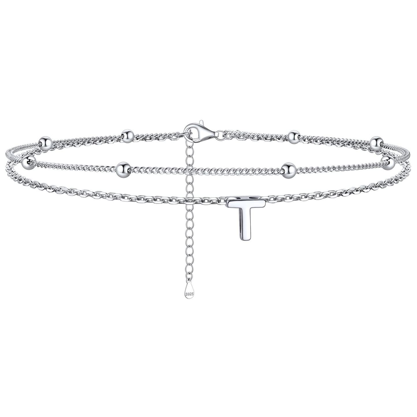 Dainty Layered Waterproof Initial Anklets