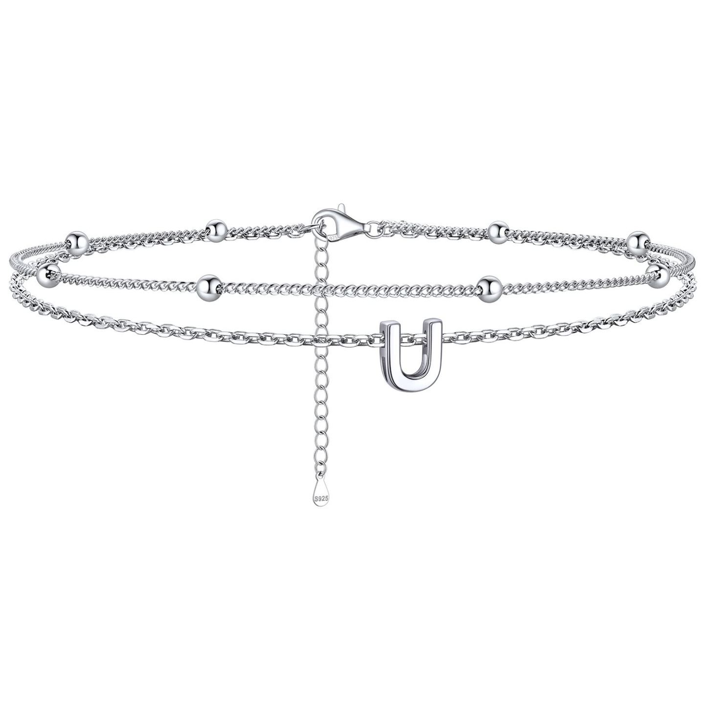 Dainty Layered Waterproof Initial Anklets