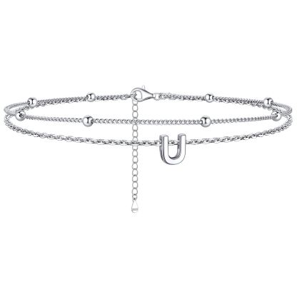 Dainty Layered Waterproof Initial Anklets