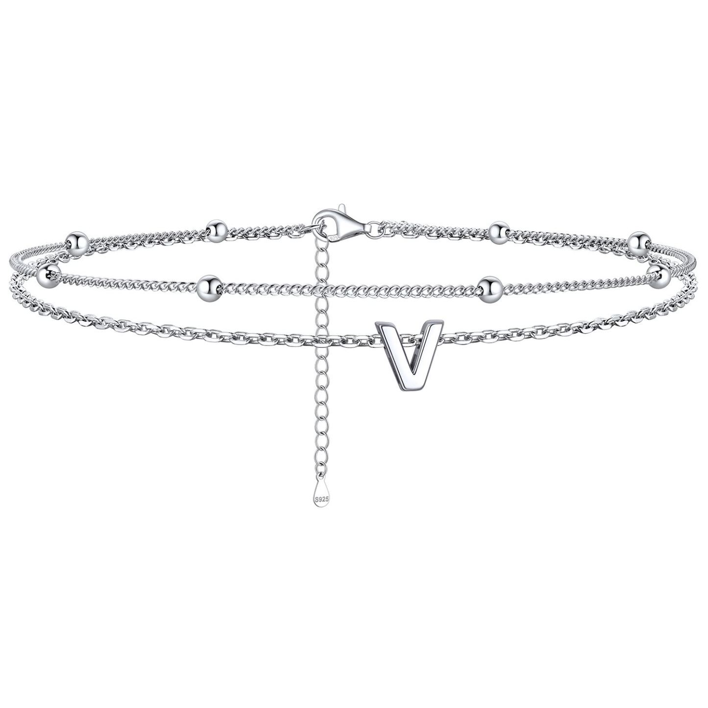 Dainty Layered Waterproof Initial Anklets