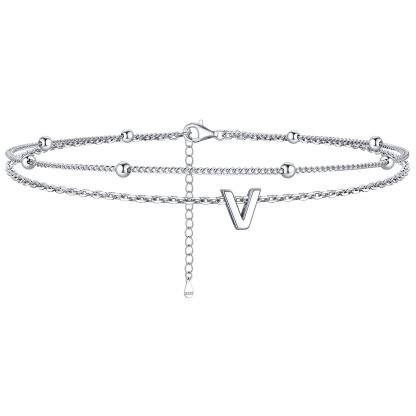 Dainty Layered Waterproof Initial Anklets