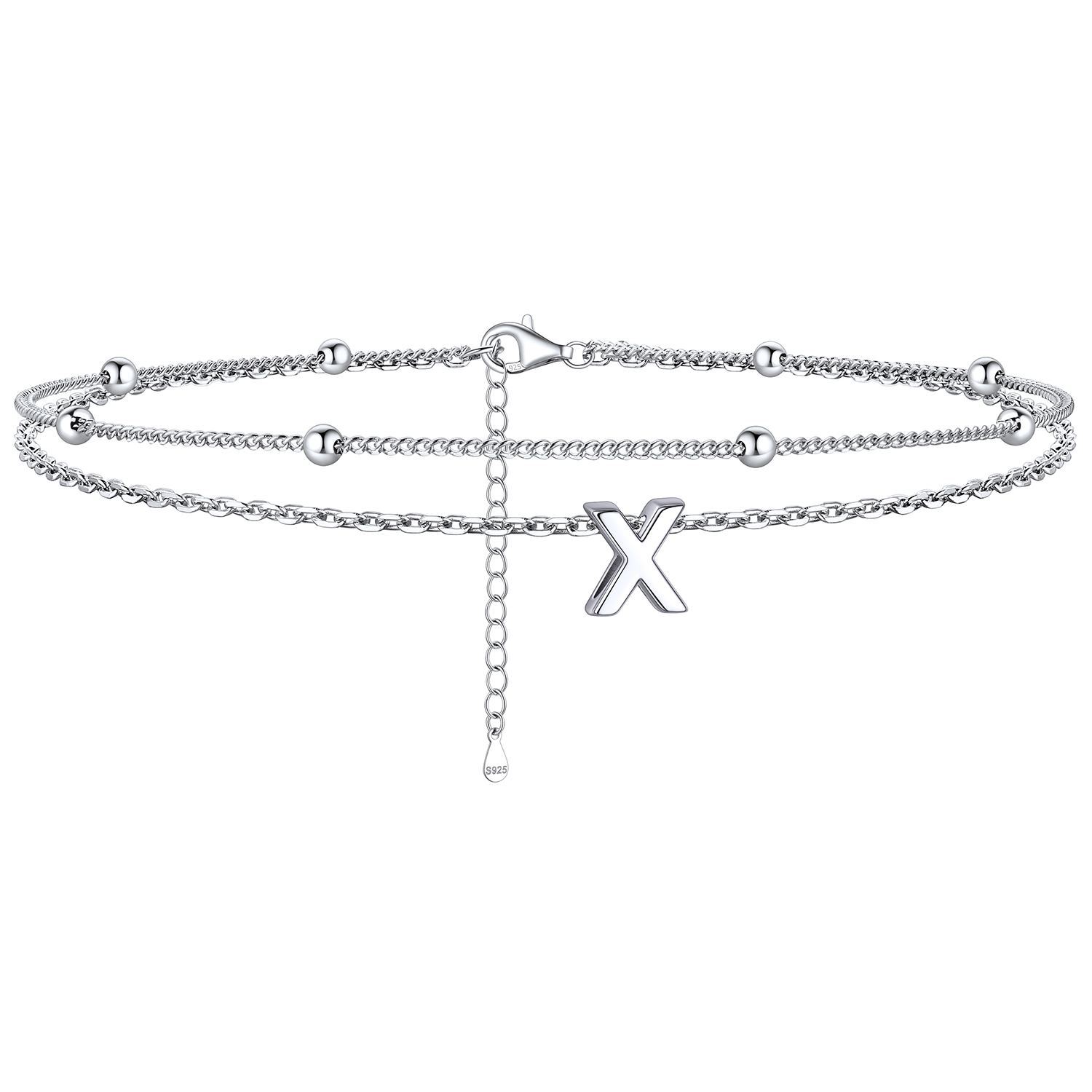 Dainty Layered Waterproof Initial Anklets