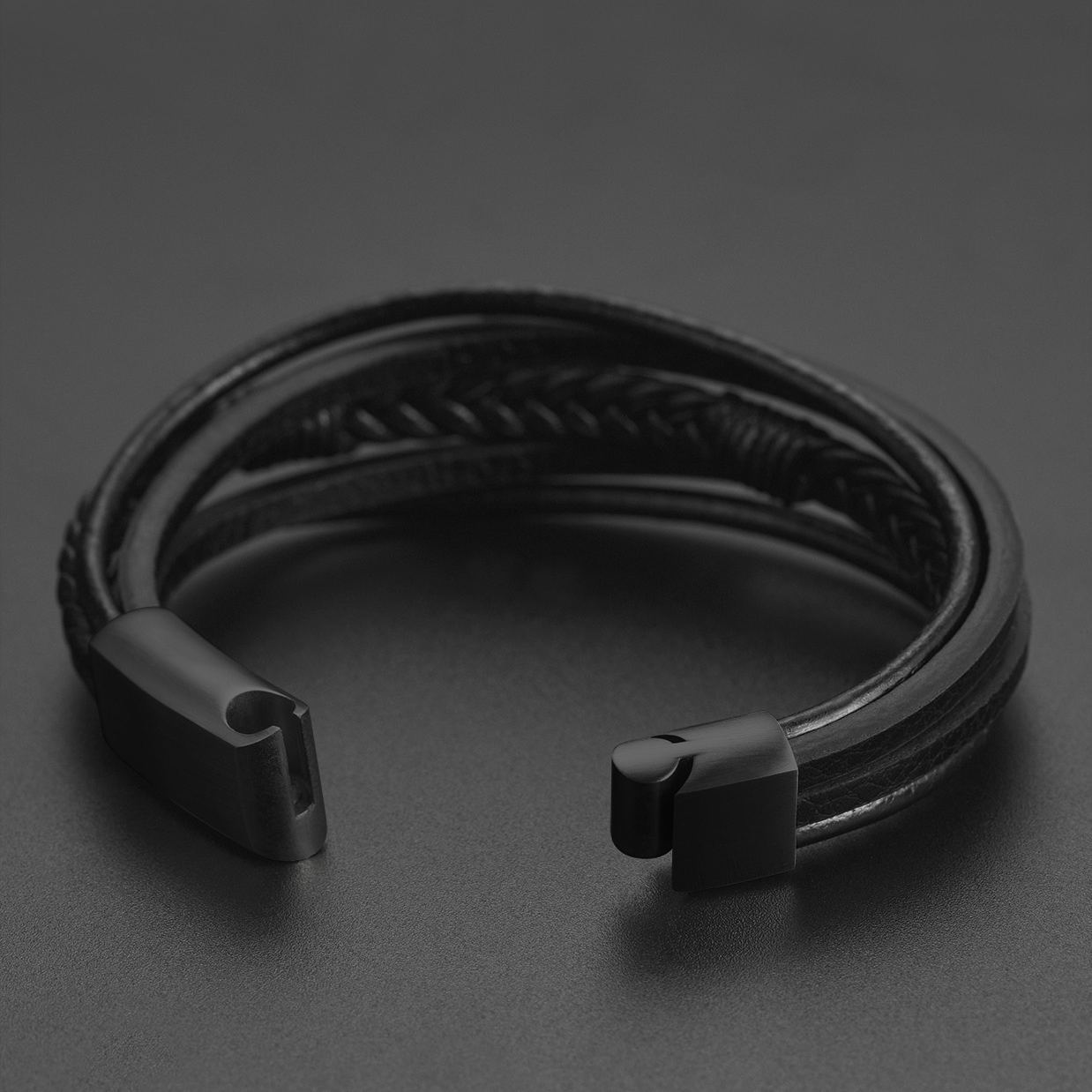 Rose Cross Multi Layered Leather Cord Bracelet