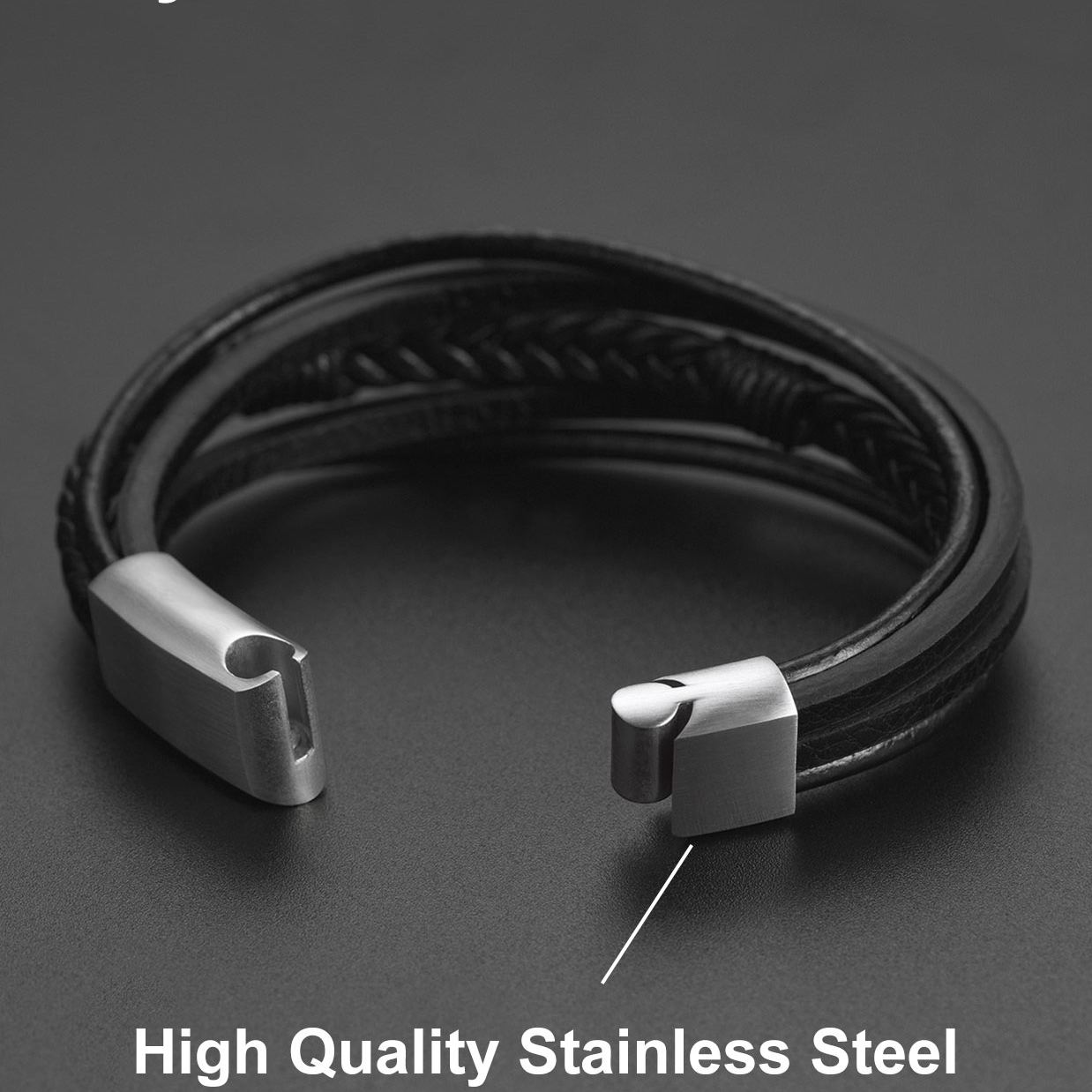 Cross Multi Layered Leather Cord Bracelet