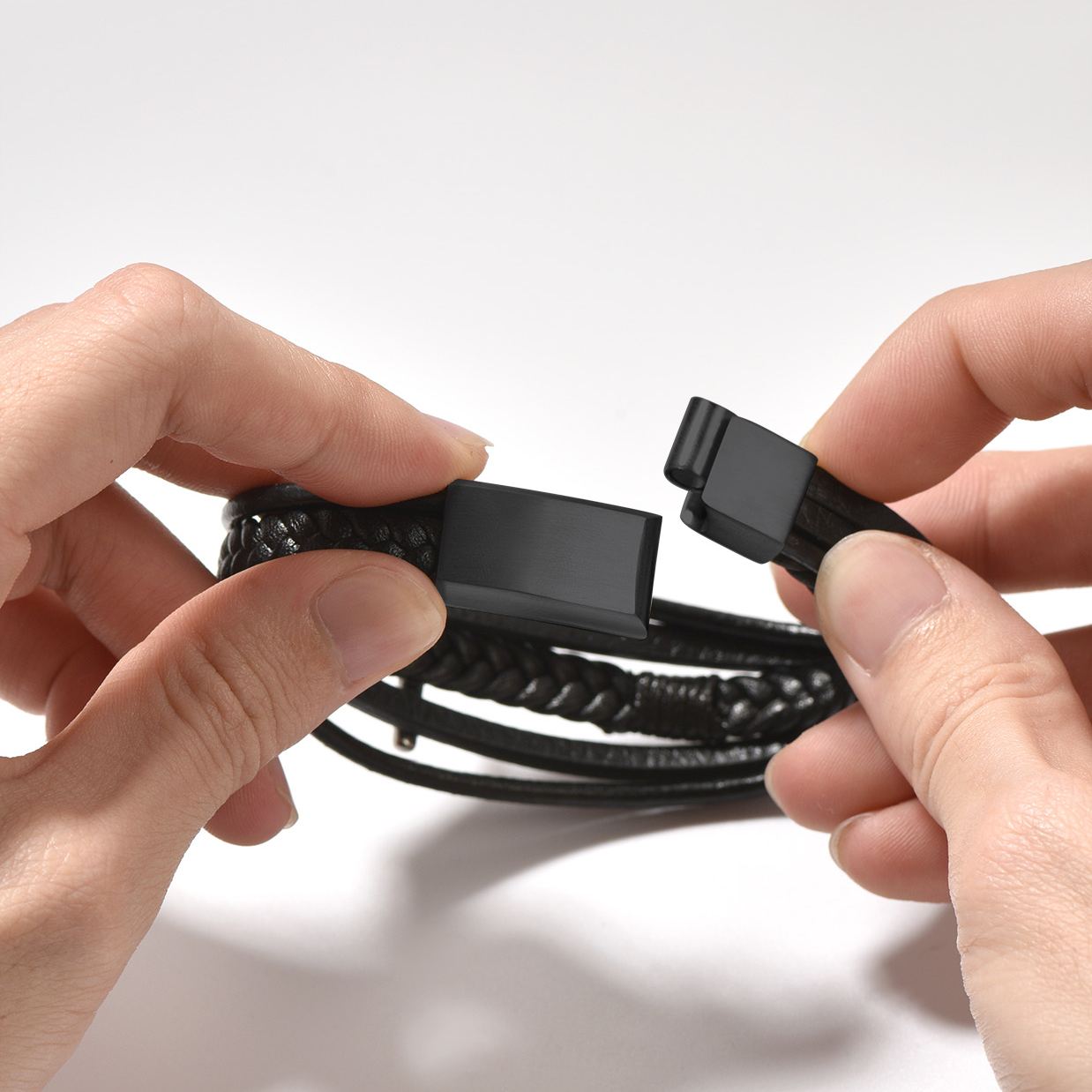 Cross Multi Layered Leather Cord Bracelet