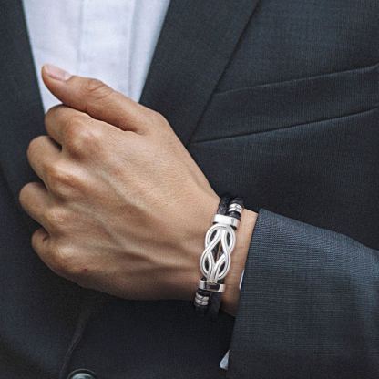 Concentric Knot Woven Leather Bracelets With Magnetic Buckle