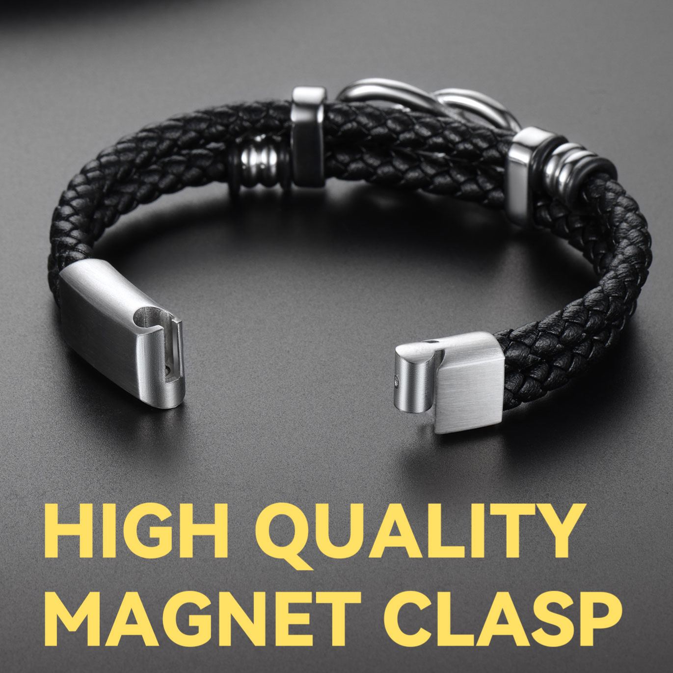 Concentric Knot Woven Leather Bracelets With Magnetic Buckle