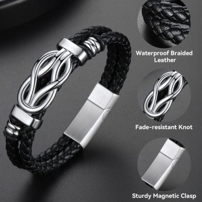 Concentric Knot Woven Leather Bracelets With Magnetic Buckle