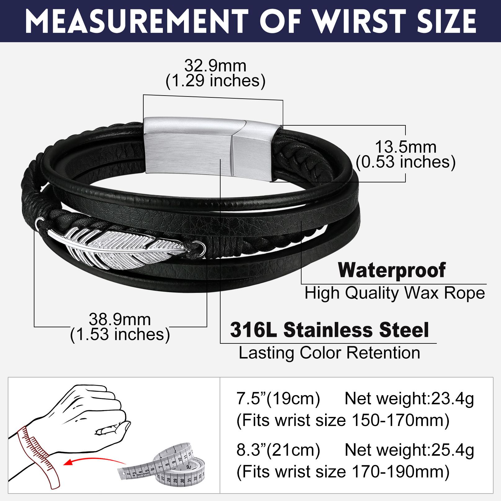 Men’s Braided Leather Bracelet With Magnetic Clasp - product detail(5)