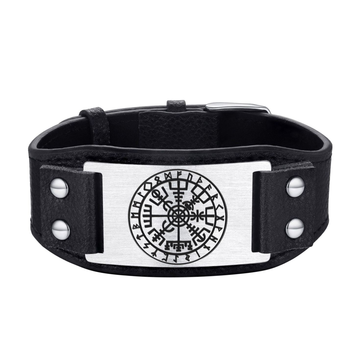 Viking Compass Leather Bracelet In Nordic Style - main image