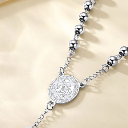 Cross Pendant Chain Necklace Michelle Rosary Beads Silver - product detail(2)