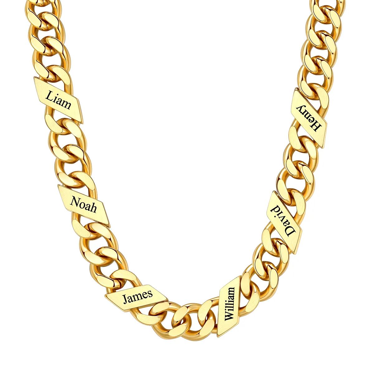 1-6 Names Stainless Steel Engraved Cuban Chain Necklace for Men