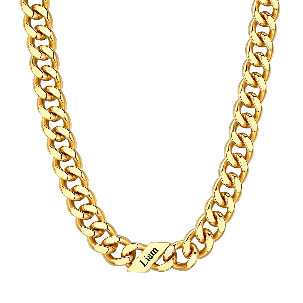 1-6 Names Stainless Steel Engraved Cuban Chain Necklace for Men