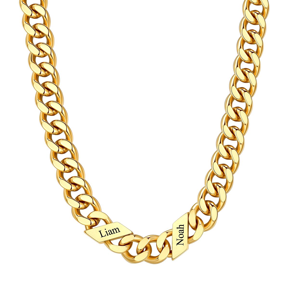 1-6 Names Stainless Steel Engraved Cuban Chain Necklace for Men