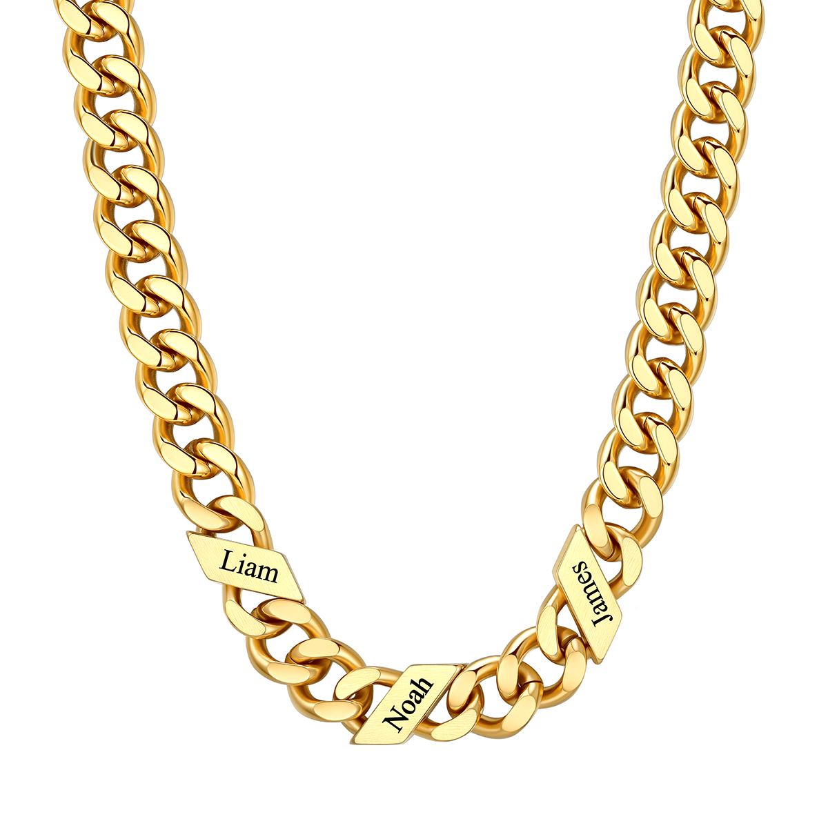 1-6 Names Stainless Steel Engraved Cuban Chain Necklace for Men