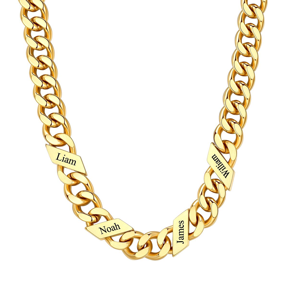 1-6 Names Stainless Steel Engraved Cuban Chain Necklace for Men