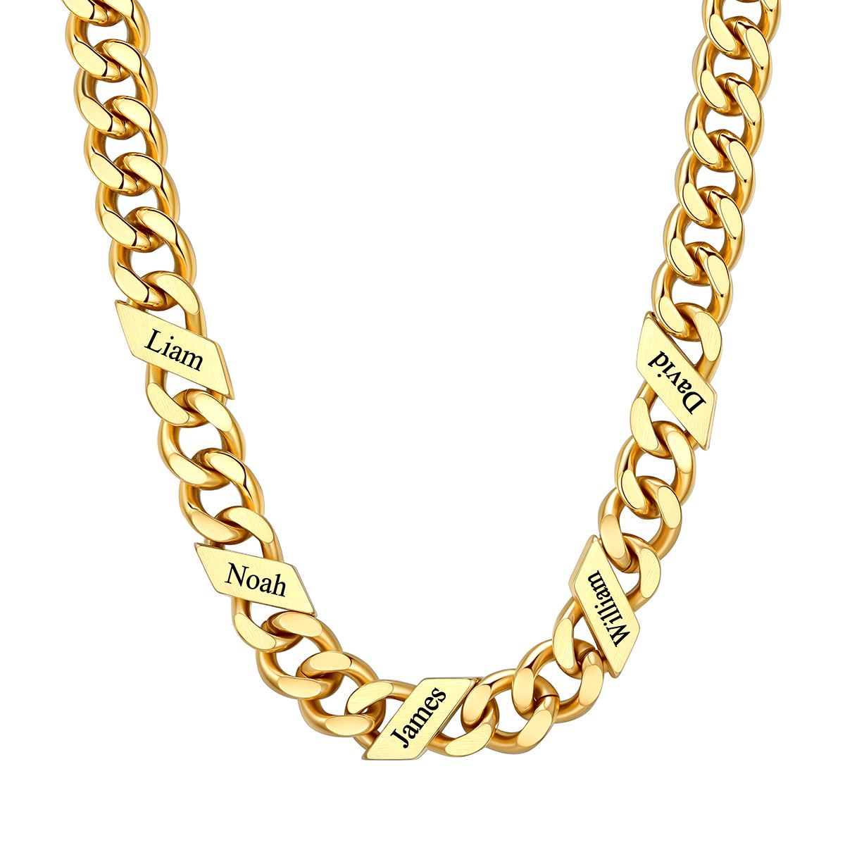 1-6 Names Stainless Steel Engraved Cuban Chain Necklace for Men