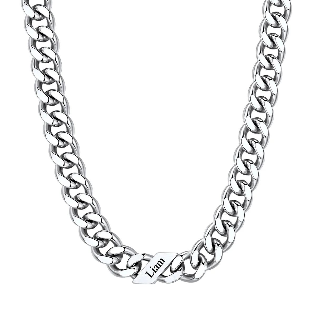 1-6 Names Stainless Steel Engraved Cuban Chain Necklace for Men