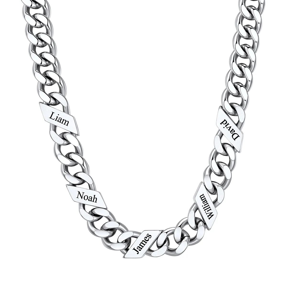 1-6 Names Stainless Steel Engraved Cuban Chain Necklace for Men