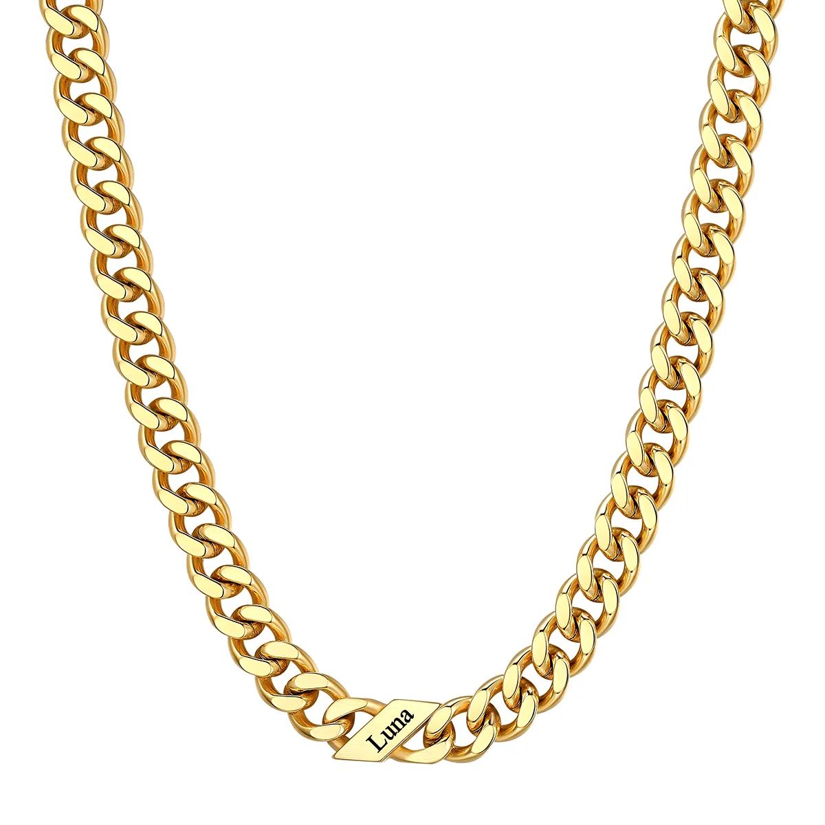 1-6 Names Stainless Steel Engraved Cuban Chain Necklace for Men