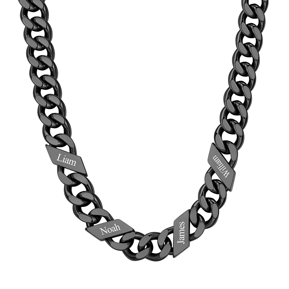 1-6 Names Stainless Steel Engraved Cuban Chain Necklace for Men