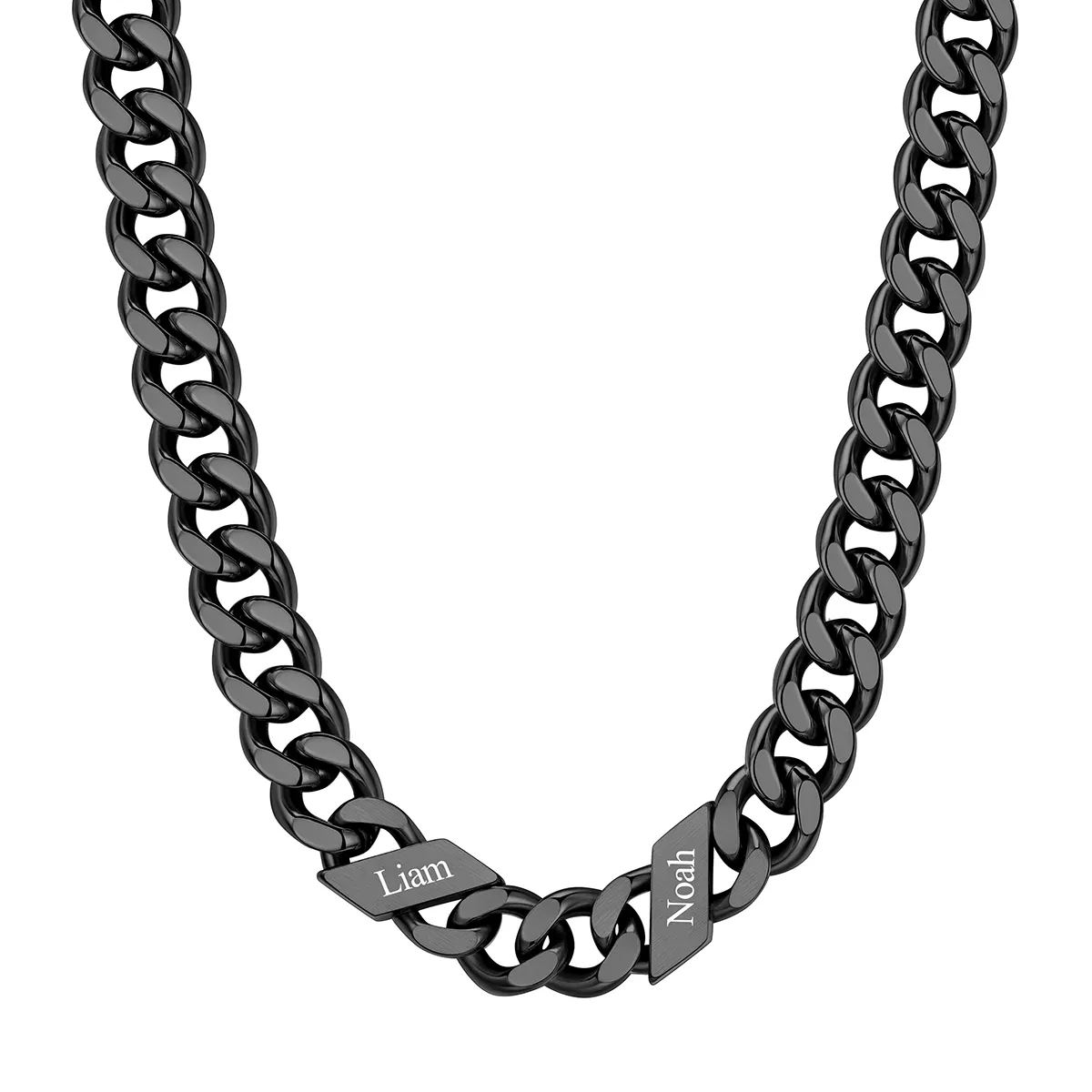 1-6 Names Stainless Steel Engraved Cuban Chain Necklace for Men