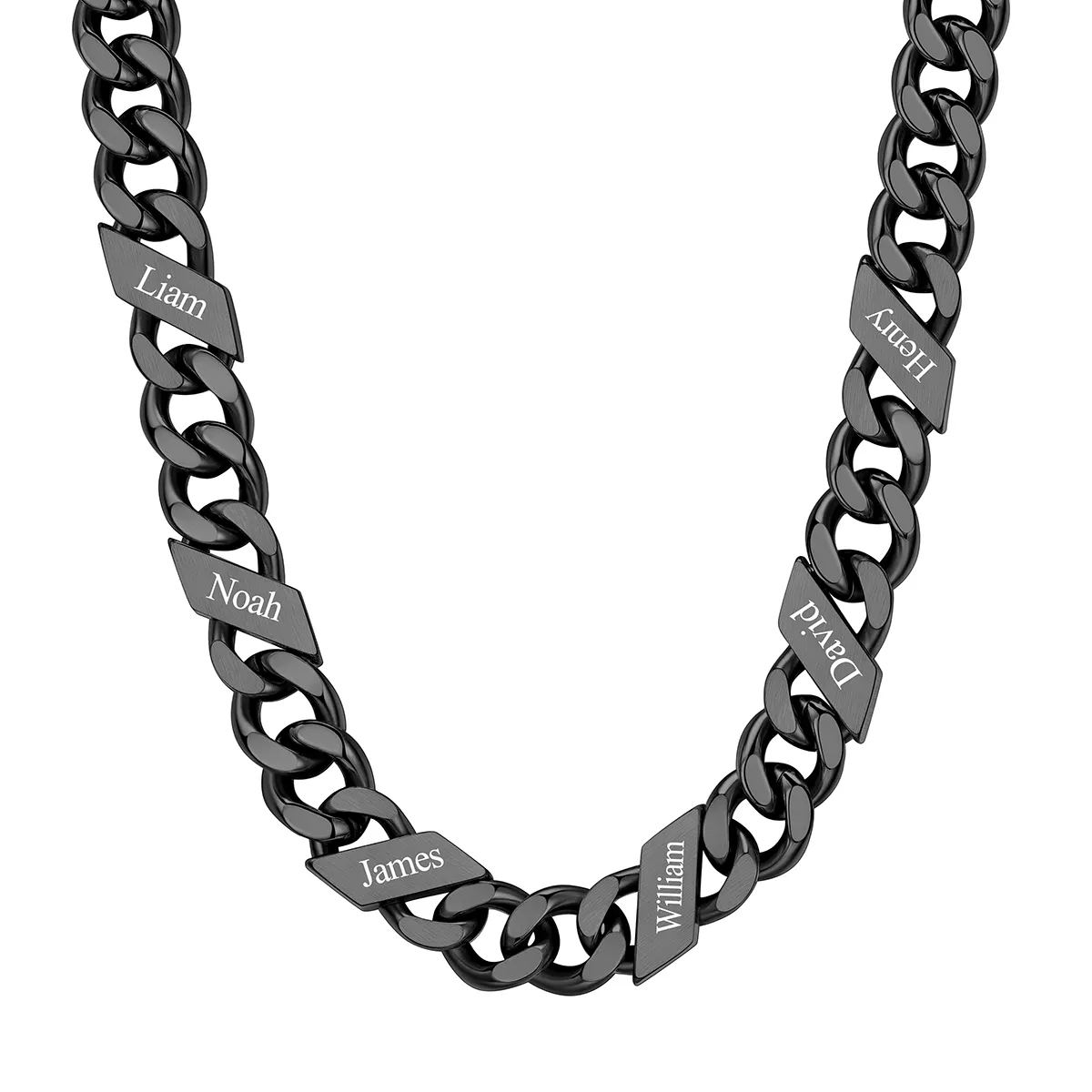 1-6 Names Stainless Steel Engraved Cuban Chain Necklace for Men