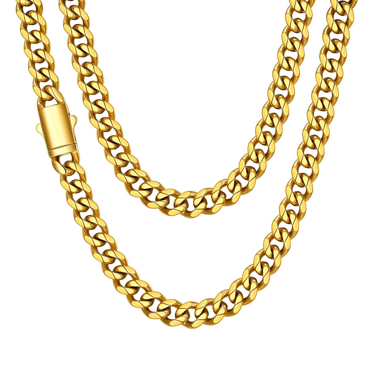 Engraved Cuban Link Chain Necklace for Men 6/9/12mm Width 