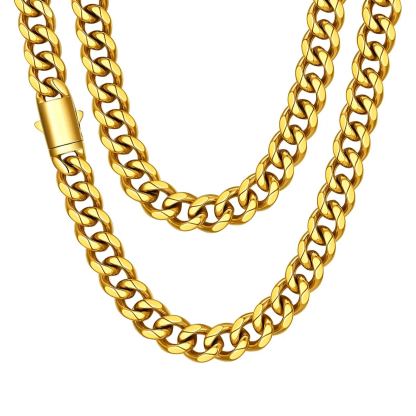 Engraved Cuban Link Chain Necklace for Men 6/9/12mm Width 