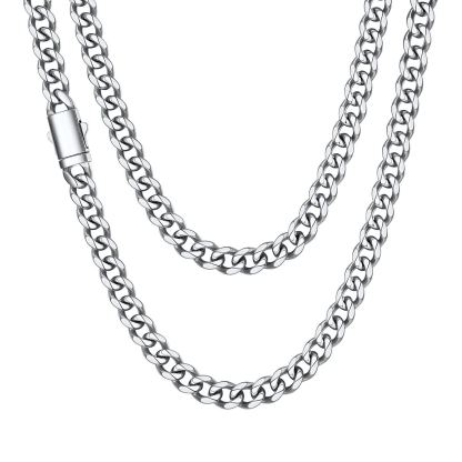 Engraved Cuban Link Chain Necklace for Men 6/9/12mm Width 