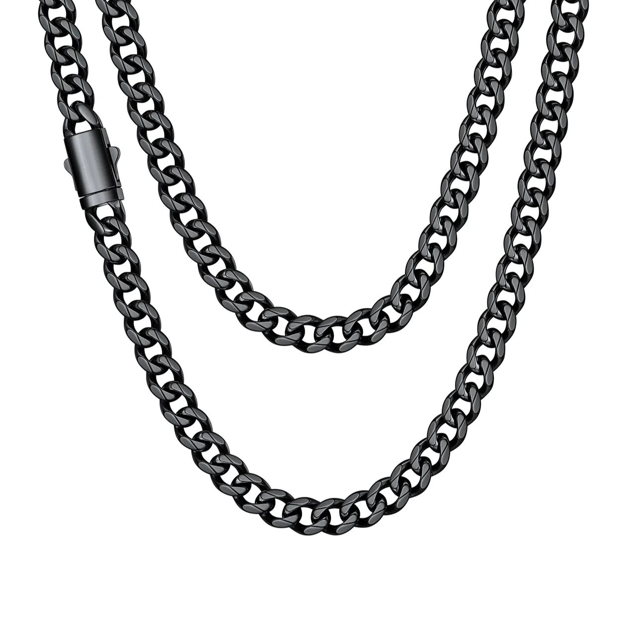 Engraved Cuban Link Chain Necklace for Men 6/9/12mm Width 