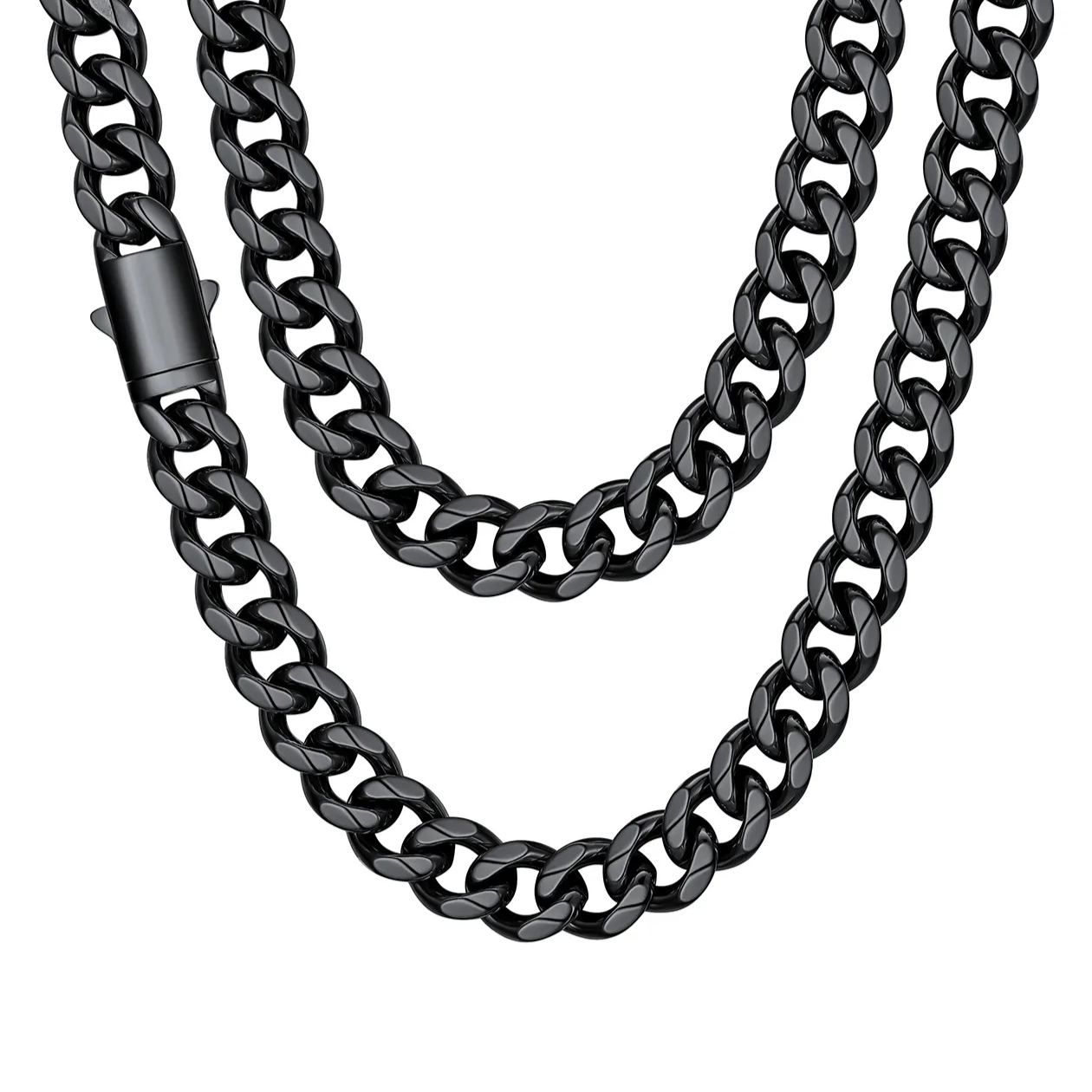 Engraved Cuban Link Chain Necklace for Men 6/9/12mm Width 