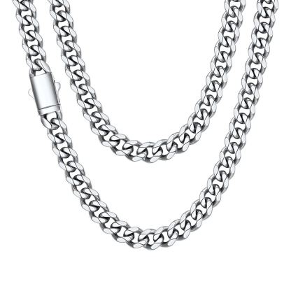 Engraved Cuban Link Chain Necklace for Men 6/9/12mm Width 