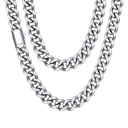 Engraved Cuban Link Chain Necklace for Men 6/9/12mm Width 