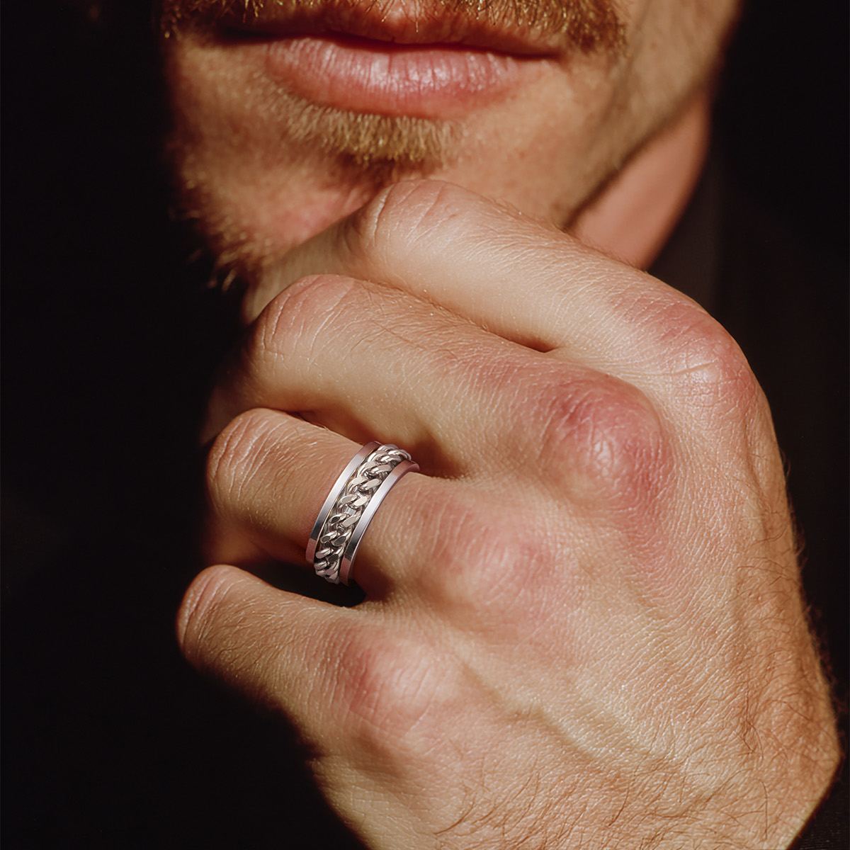 Rotating-Stainless-Steel-Chain-Link-Ring---Dad-Gift