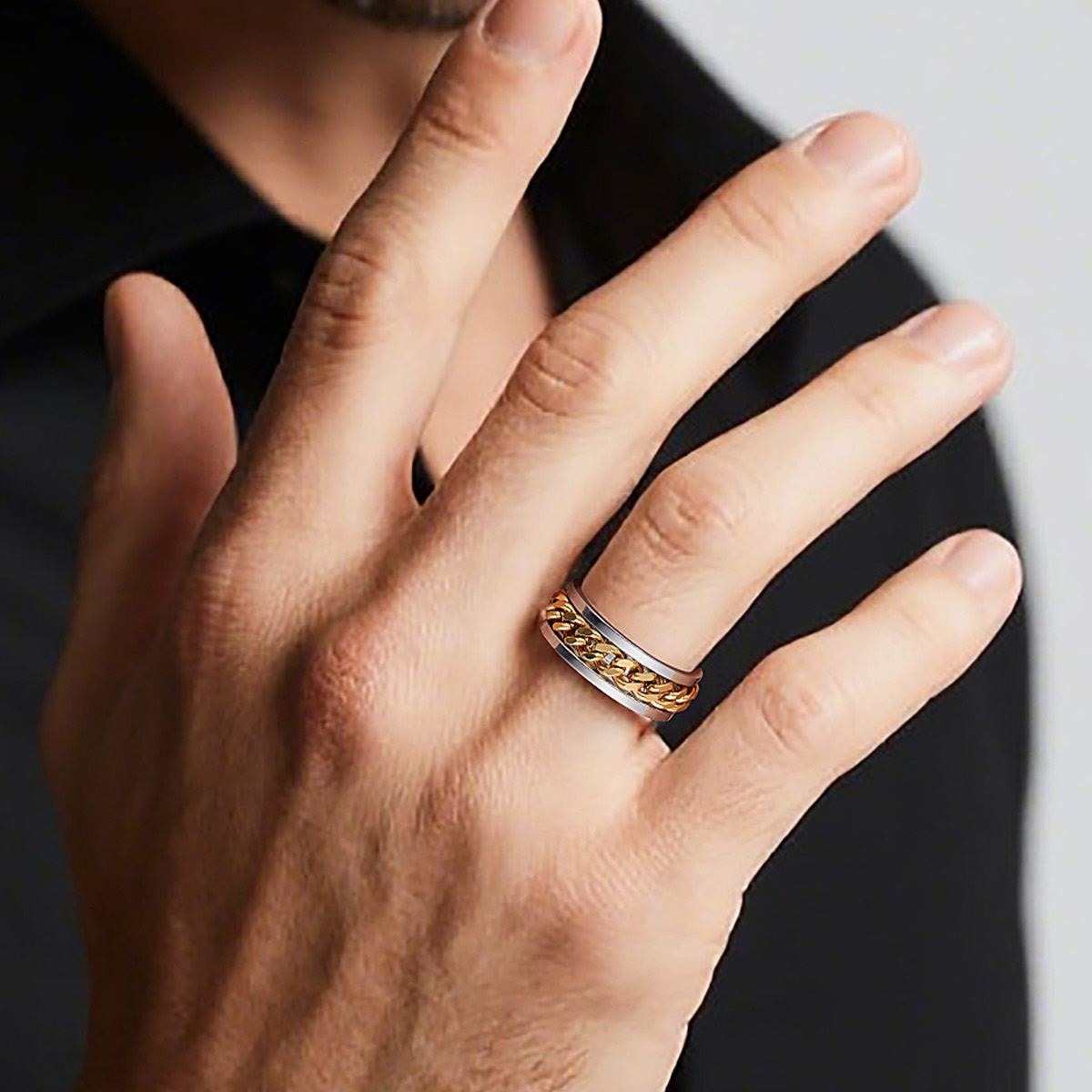 Rotating-Stainless-Steel-Chain-Link-Ring---Dad-Gift