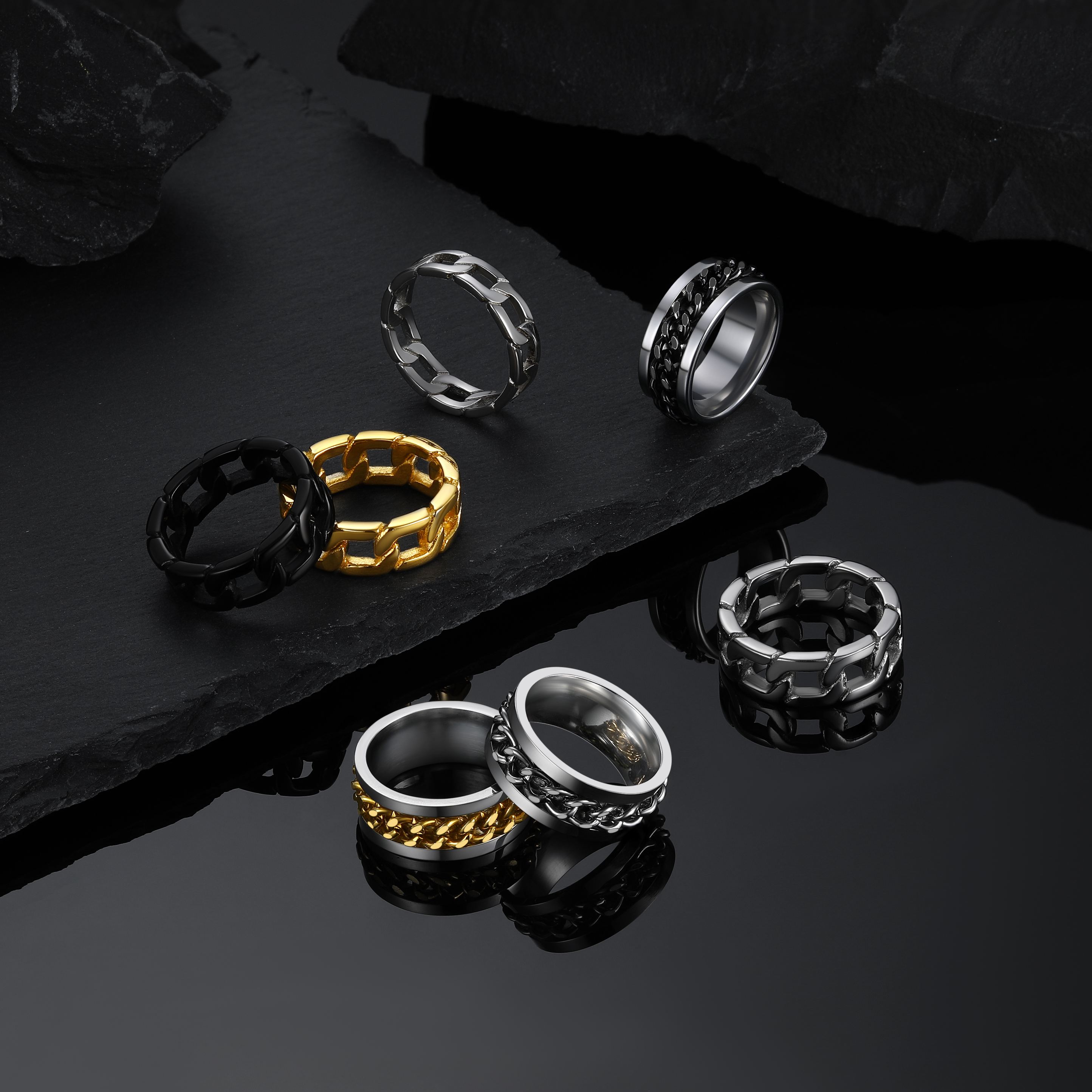Rotating-Stainless-Steel-Chain-Link-Ring---Dad-Gift