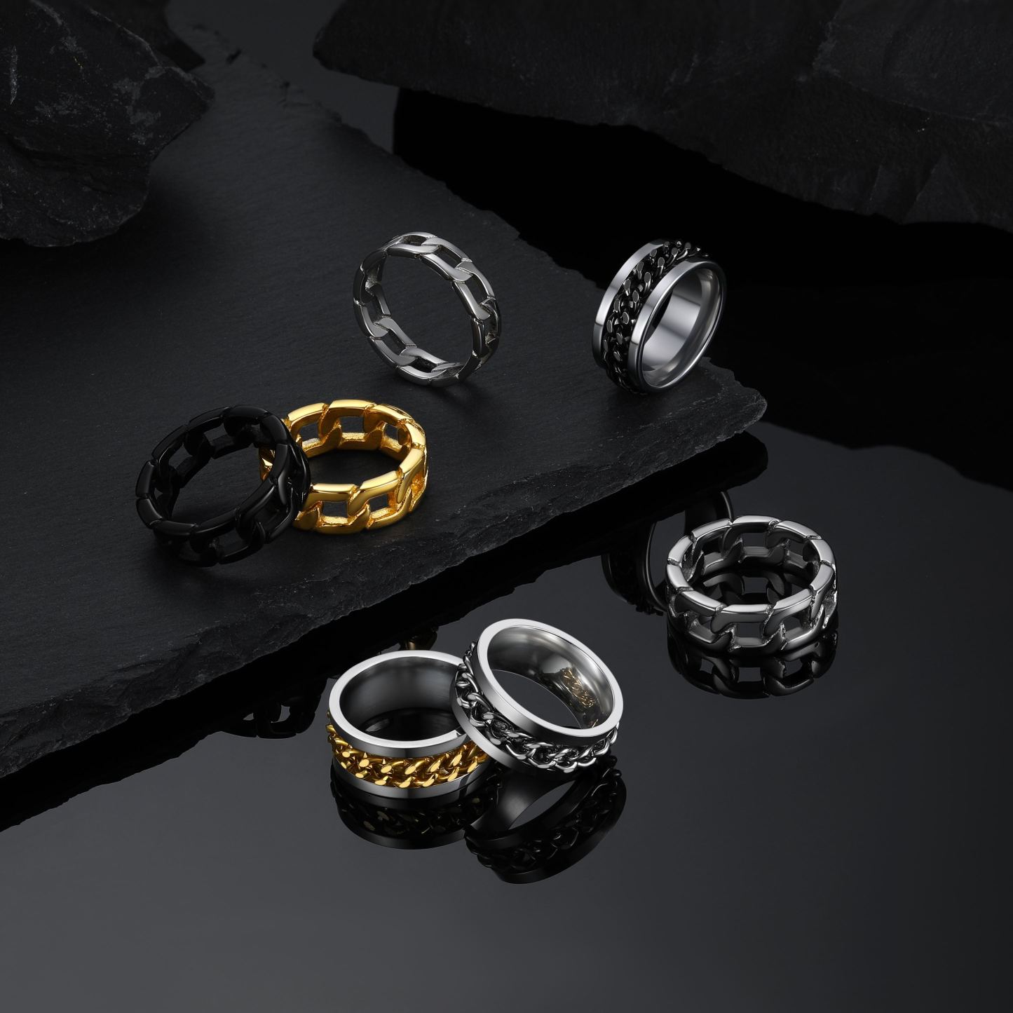 Rotating-Stainless-Steel-Chain-Link-Ring---Dad-Gift