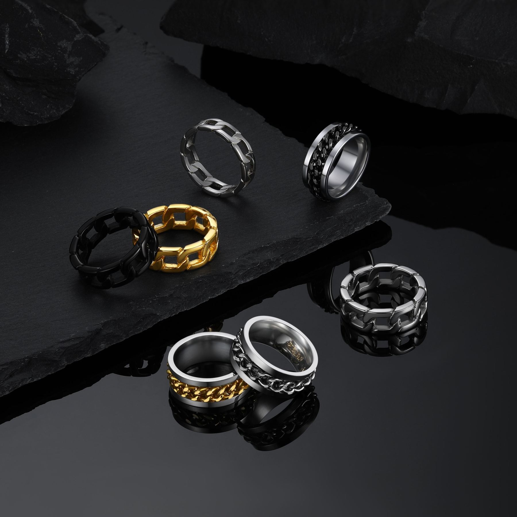 Rotating-Stainless-Steel-Chain-Link-Ring---Dad-Gift