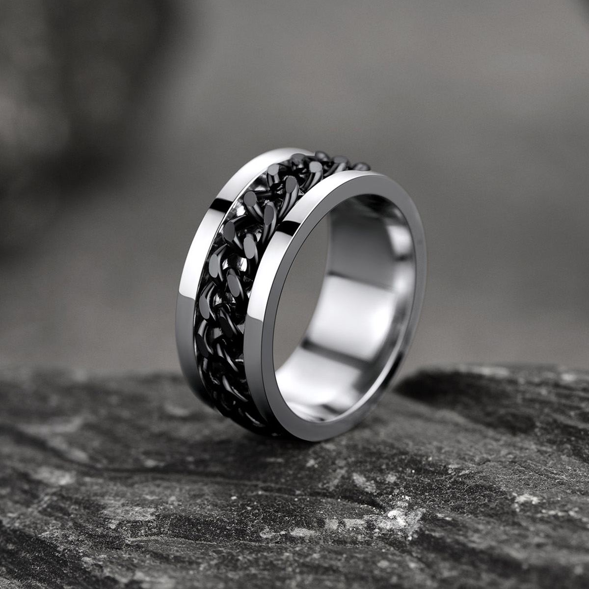Rotating-Stainless-Steel-Chain-Link-Ring---Dad-Gift