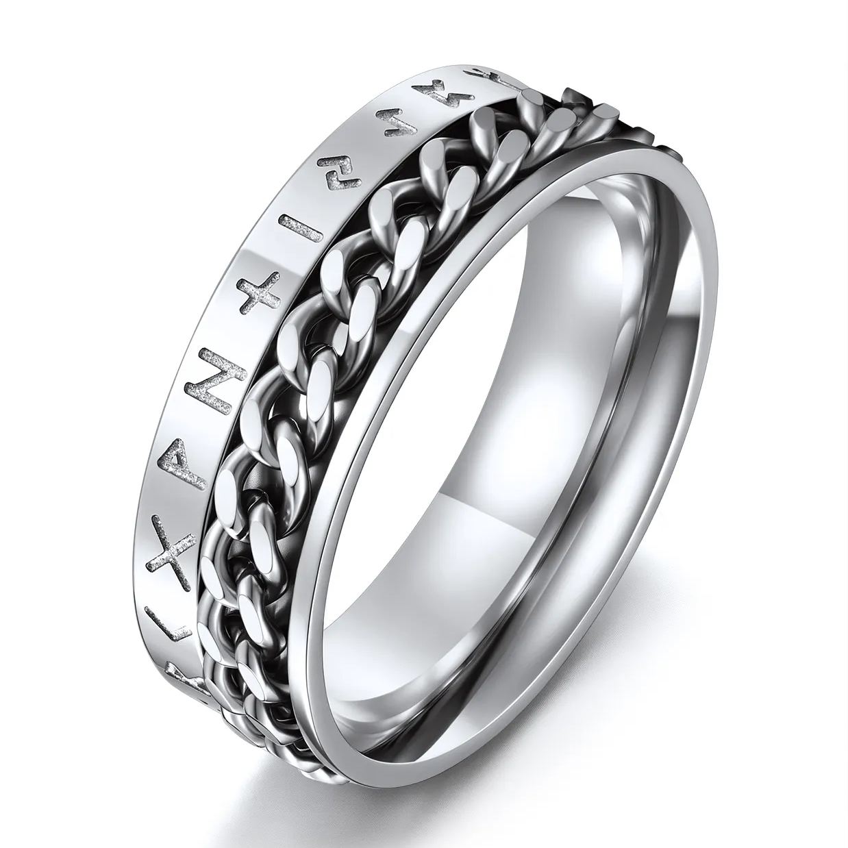 Stainless-Steel-Viking-Ring-Norse-Compass-Fathers-Day-Gift-STEEL