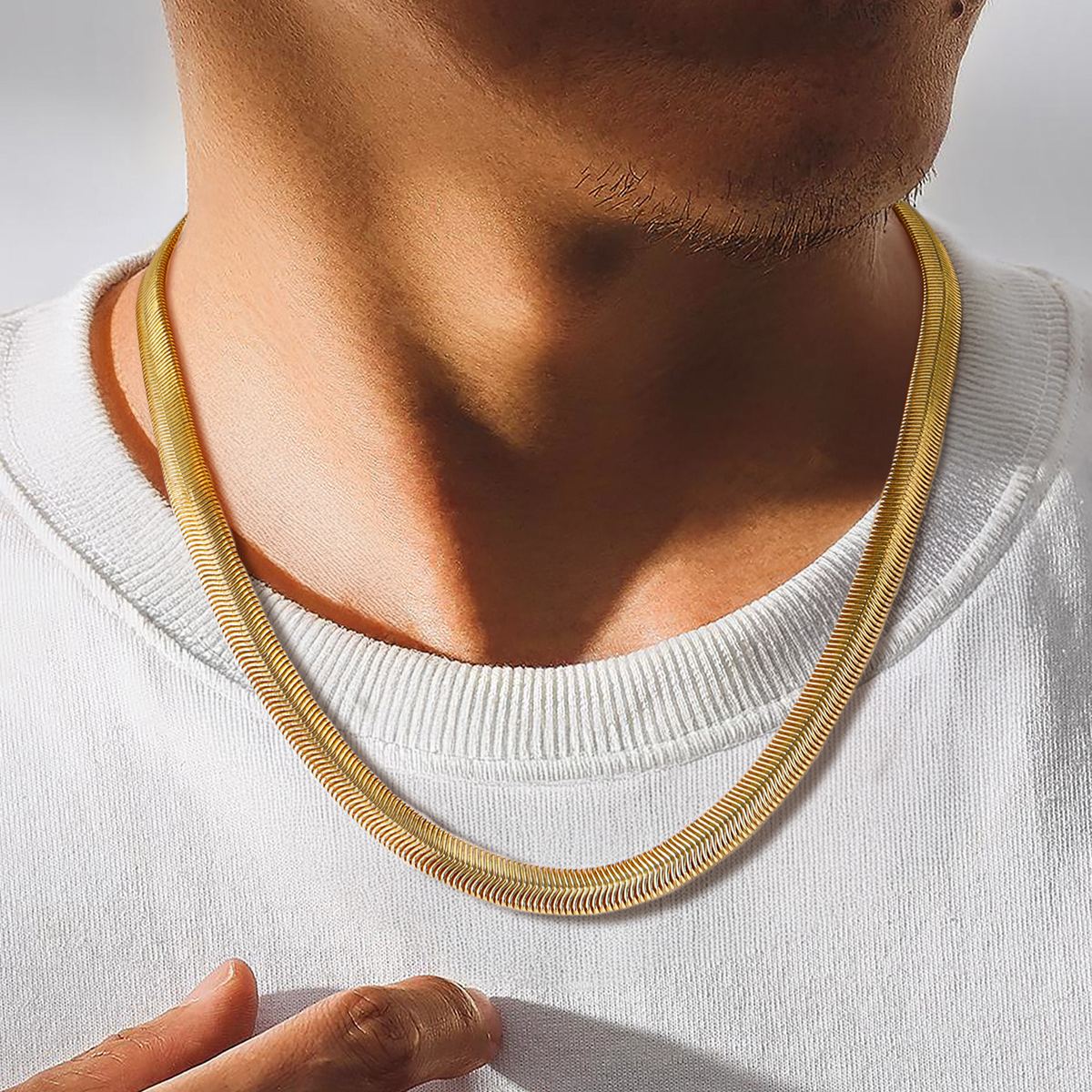 8MM Snake Chain Link Necklace for Men Women Fathers Day Gift