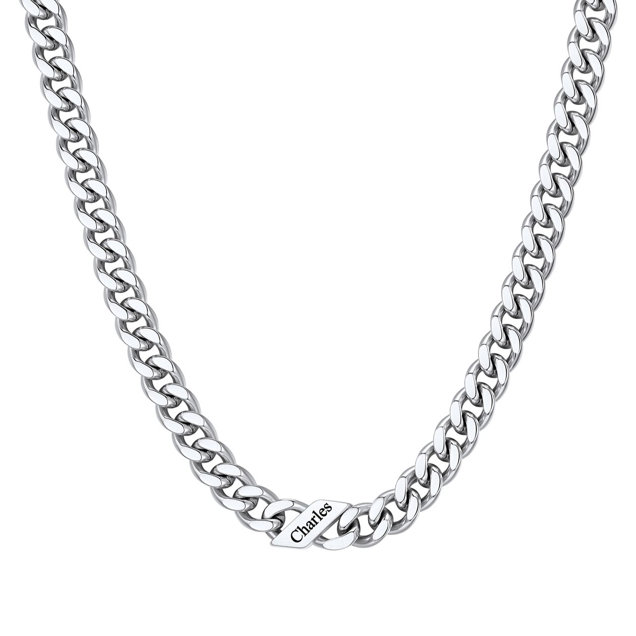 1-6 Names Stainless Steel Engraved Cuban Chain Necklace for Women