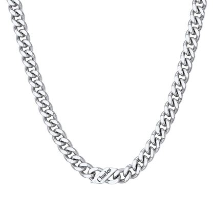 1-6 Names Stainless Steel Engraved Cuban Chain Necklace for Women