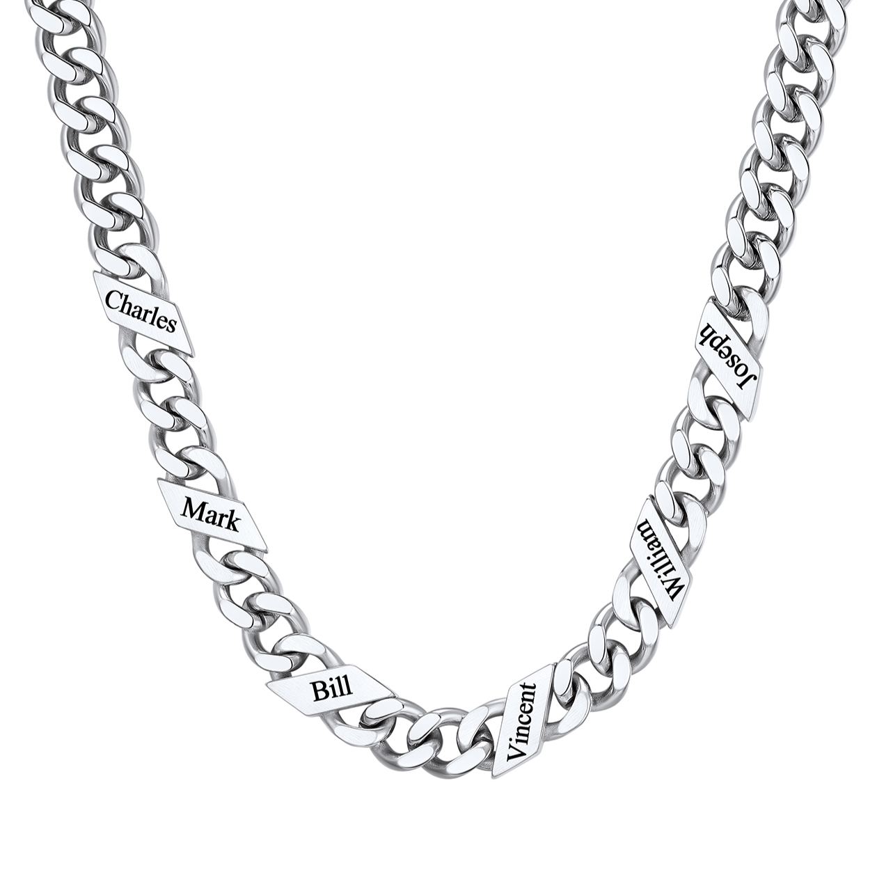 1-6 Names Stainless Steel Engraved Cuban Chain Necklace for Women