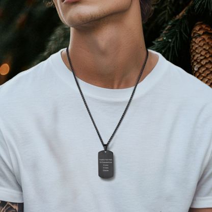 Custom Engraved Text Military Number Dog Tag Necklace For Men