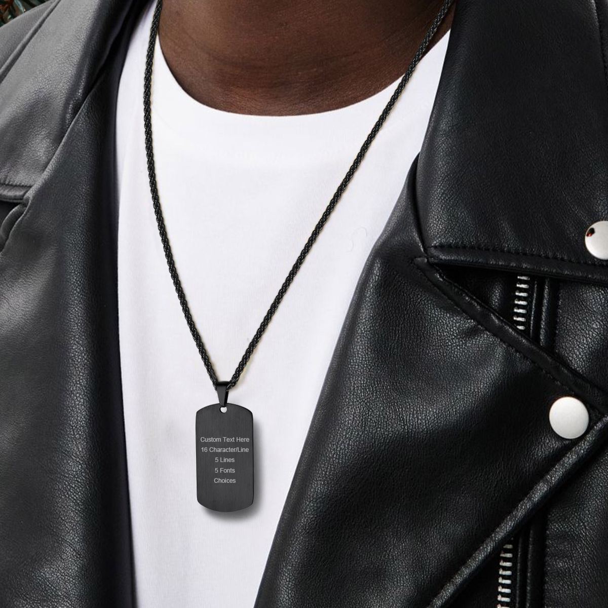 Custom Engraved Text Military Number Dog Tag Necklace For Men