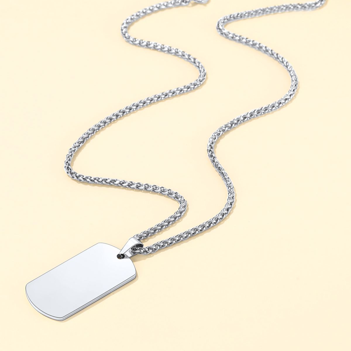 Custom Engraved Text Military Number Dog Tag Necklace For Men