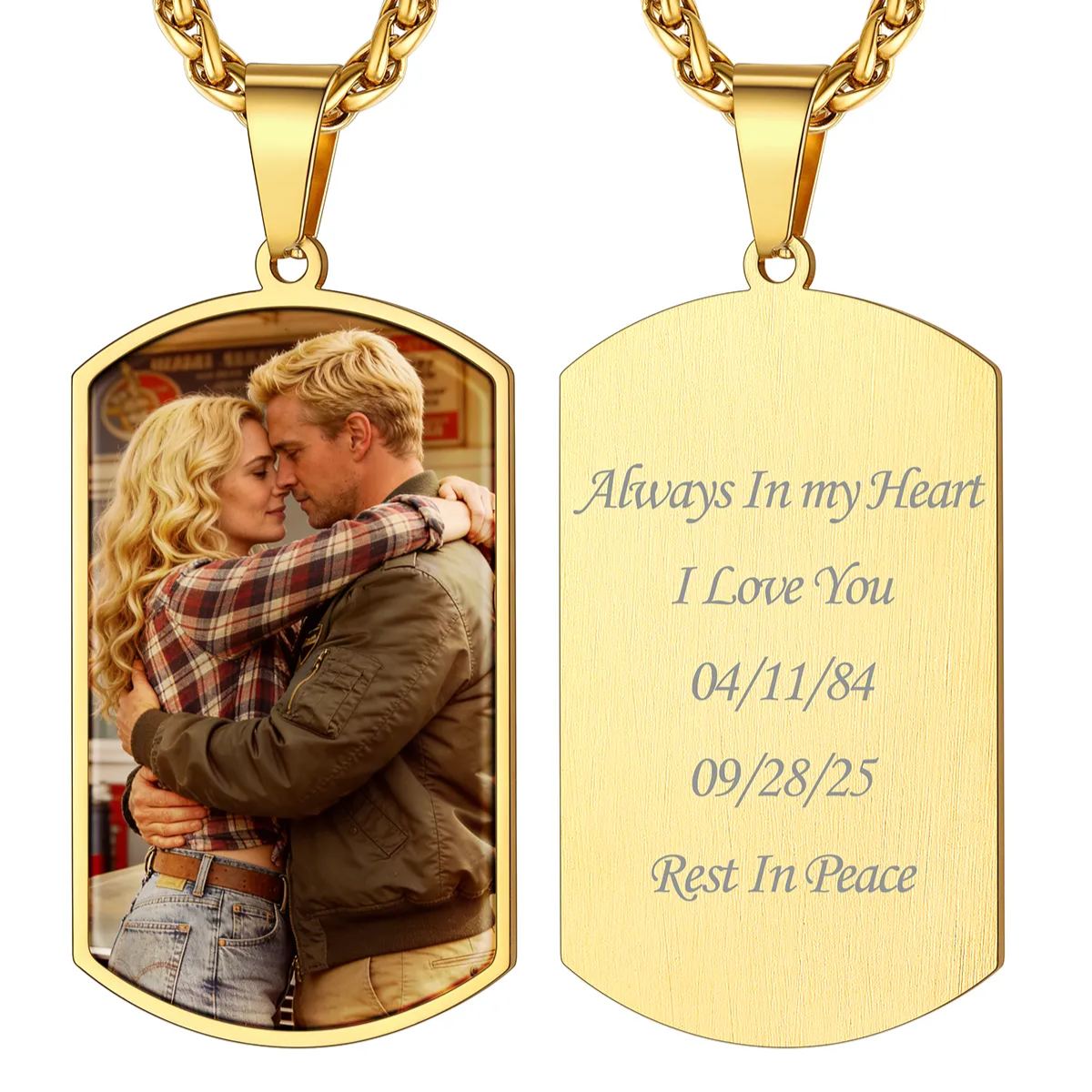 Custom Photo & Engraving Stainless Steel Dog Tag Necklace