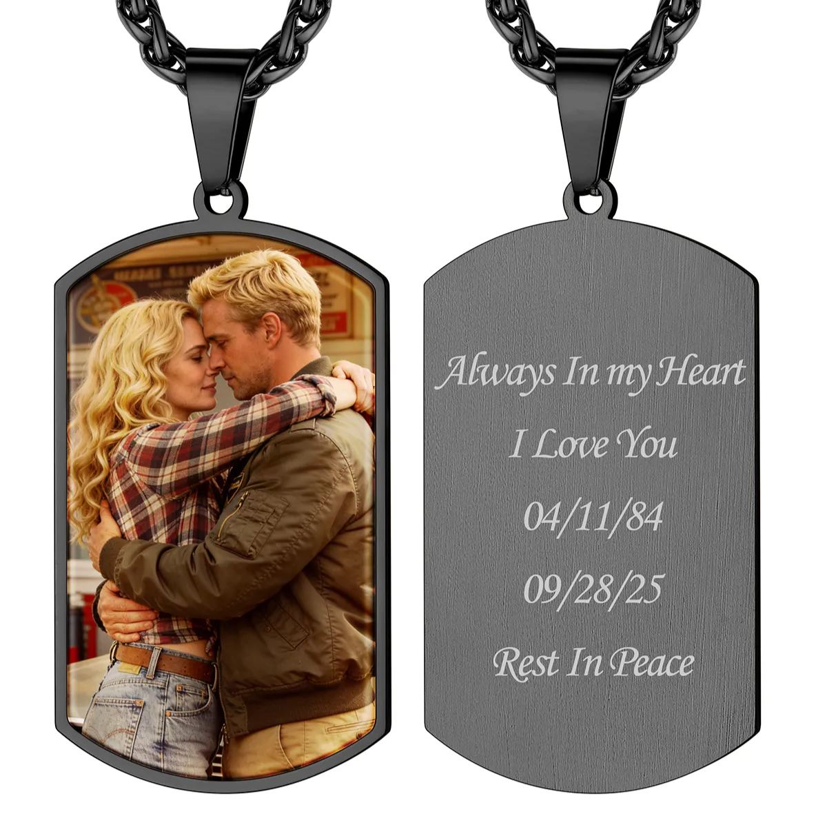 Custom Photo & Engraving Stainless Steel Dog Tag Necklace